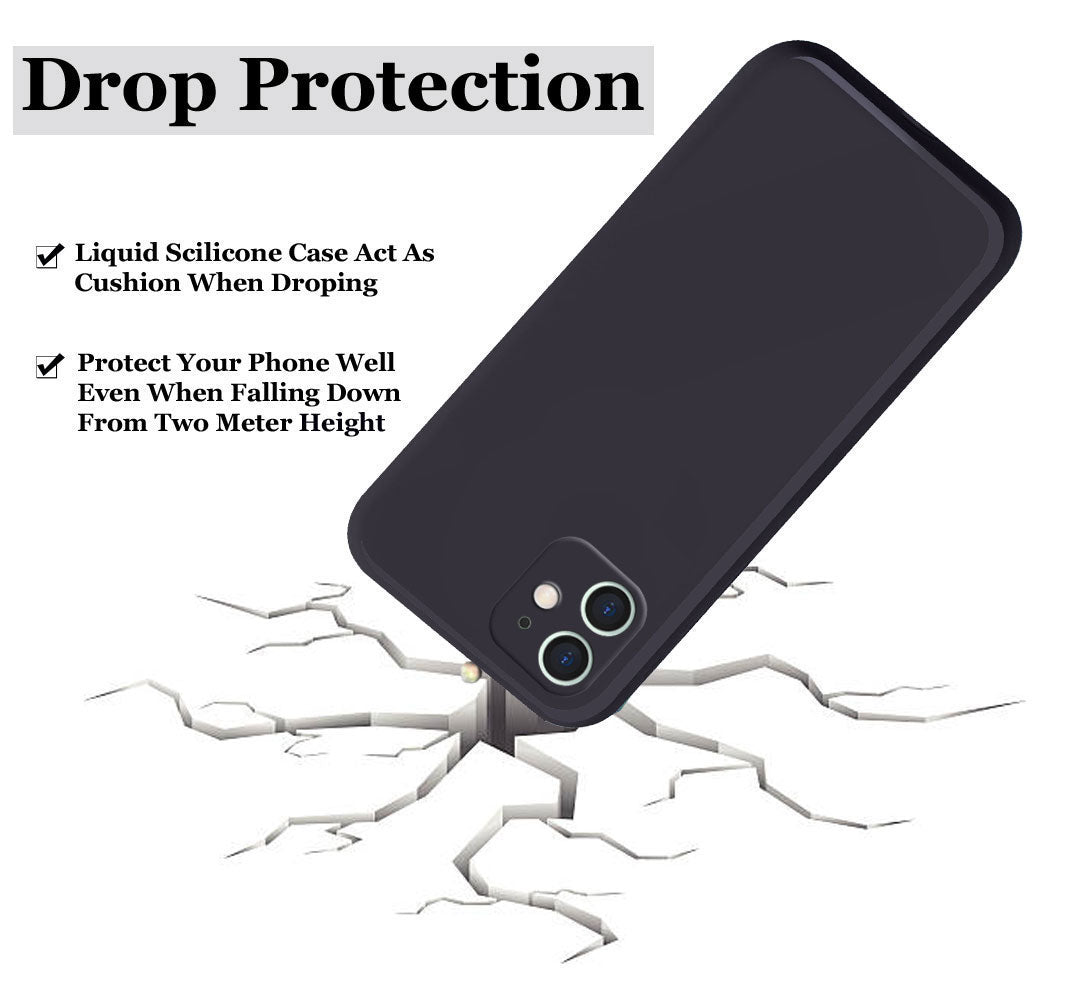 Liquid TPU Silicone Matte Back Cover Case For iphone 11 - Black
