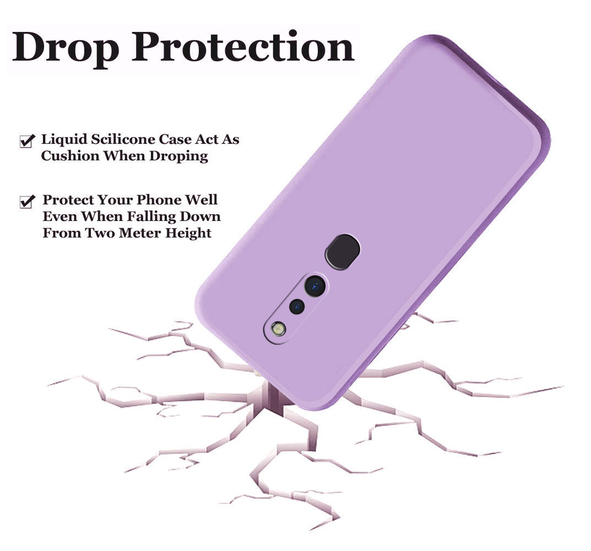 Oppo F11 Pro Liquid Silicone Back Cover Case With TPU & Matte Finish - Purple