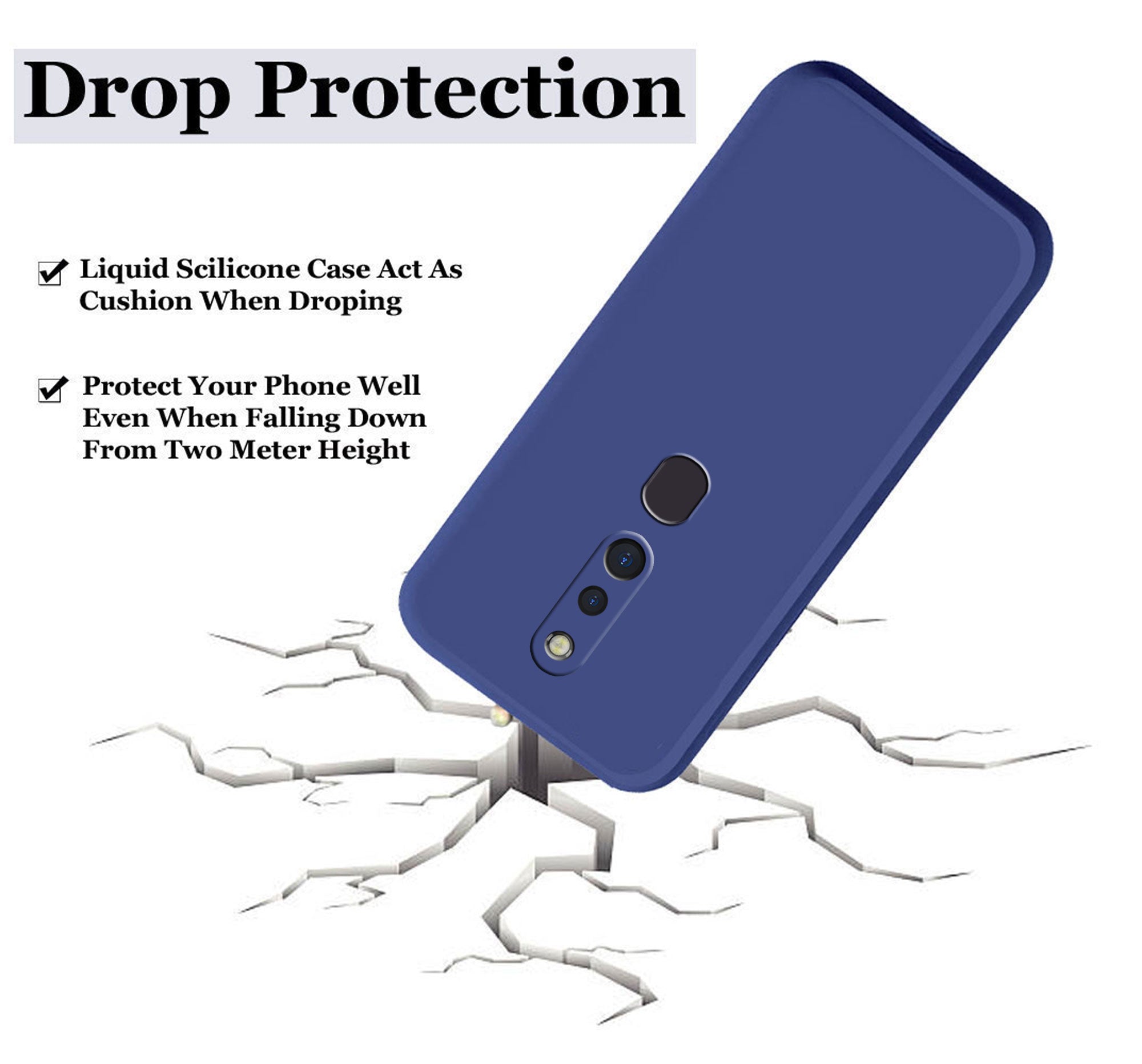 Oppo F11 Pro Liquid Silicone Back Cover Case With TPU & Matte Finish - Blue