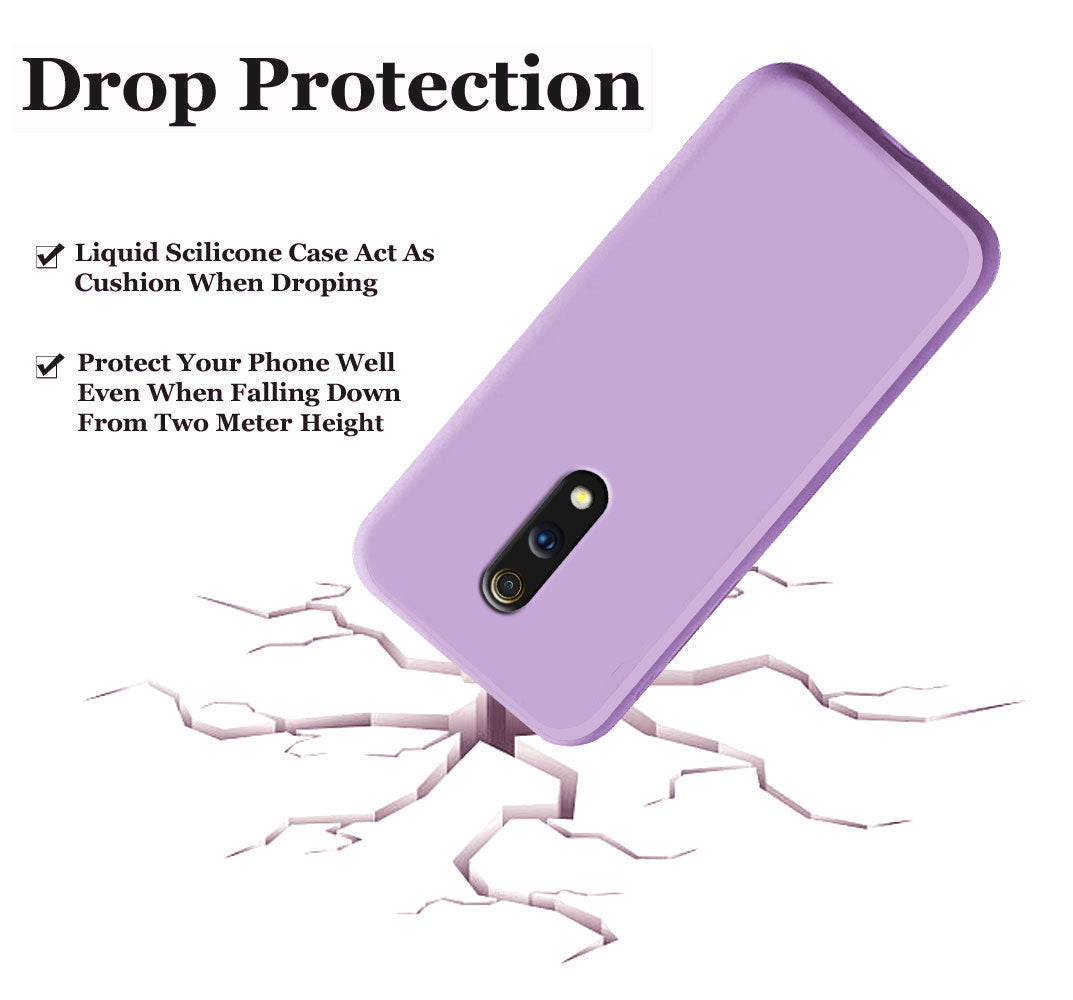 Realme X Liquid Silicone Back Cover Case With TPU & Matte Finish - Purple