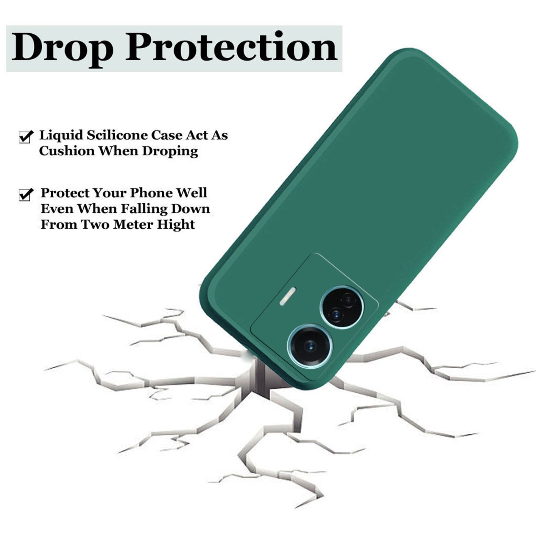 iQOO Z6 Pro 5G / Vivo T1 Pro 5G Liquid Silicone Back Cover Case With TPU & Matte Finish - Green