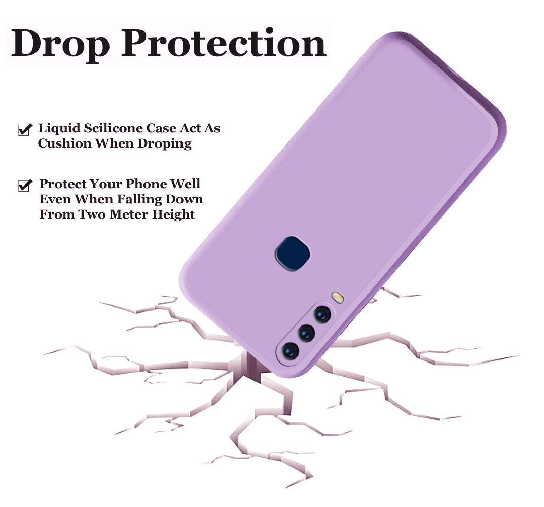 Vivo Y17 Liquid Silicone Back Cover Case With TPU & Matte Finish - Purple