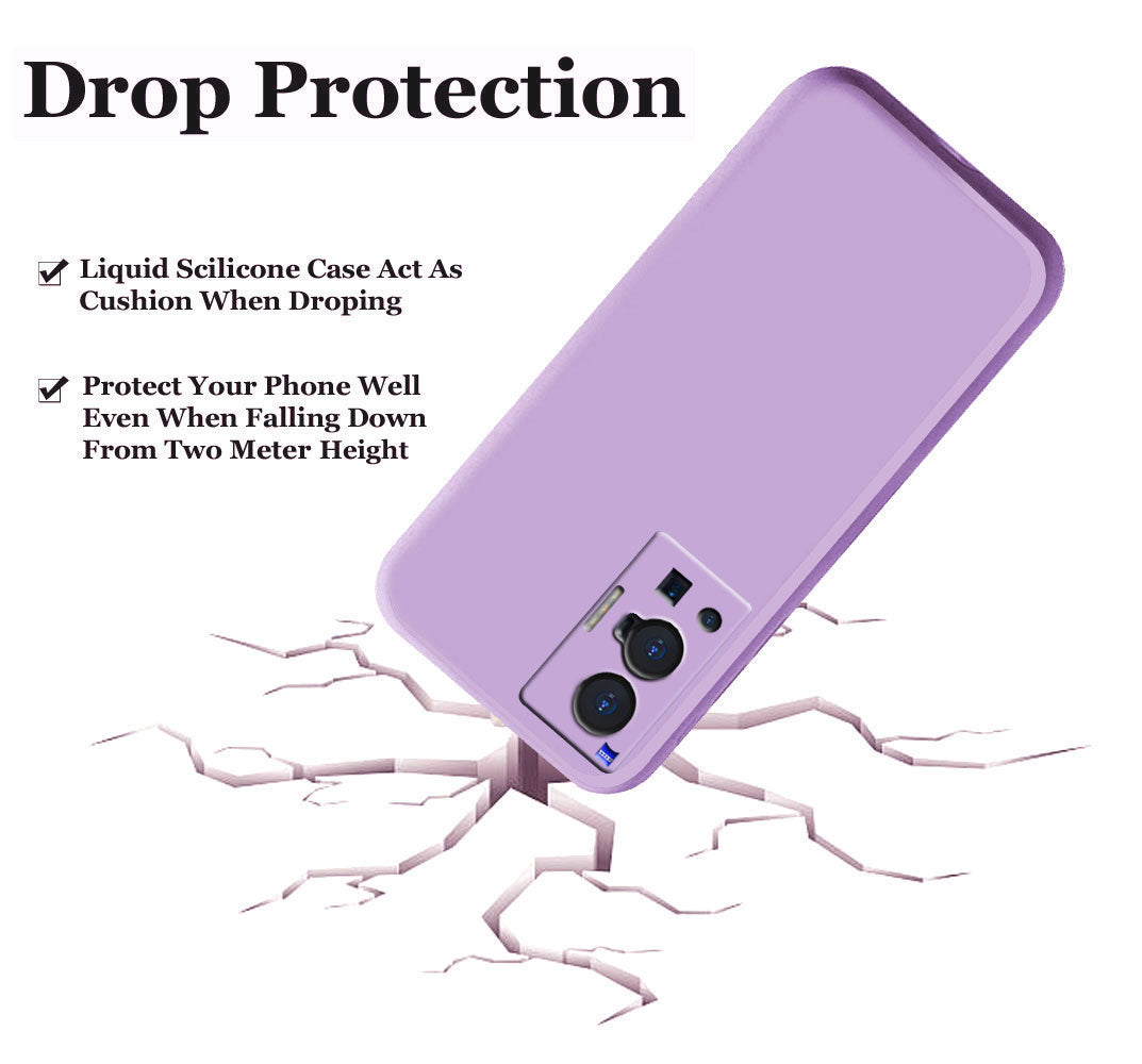Vivo X70 Pro Liquid Silicone Back Cover Case With TPU & Matte Finish - Purple