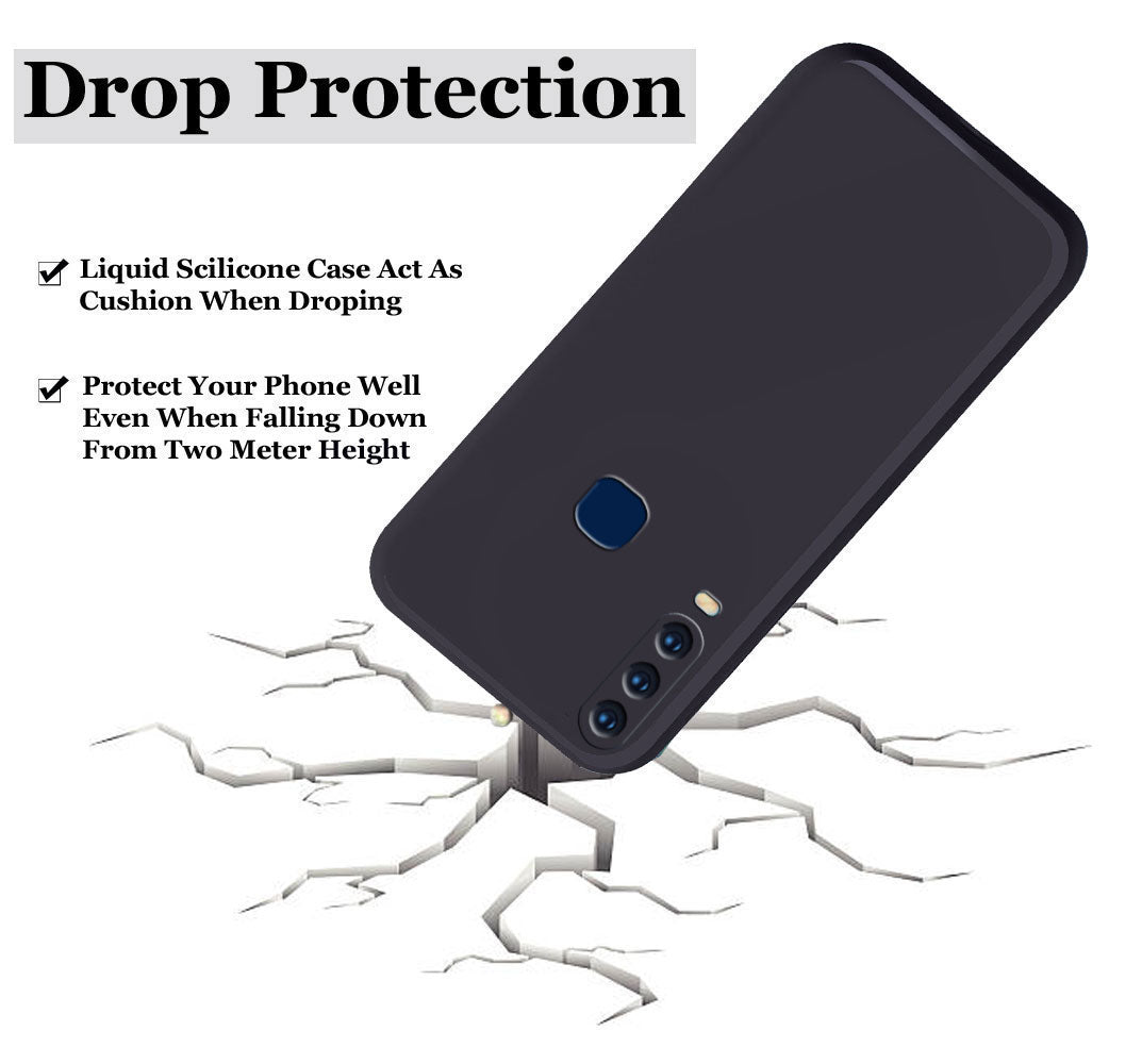 Vivo Y17 Liquid Silicone Back Cover Case With TPU & Matte Finish - Black