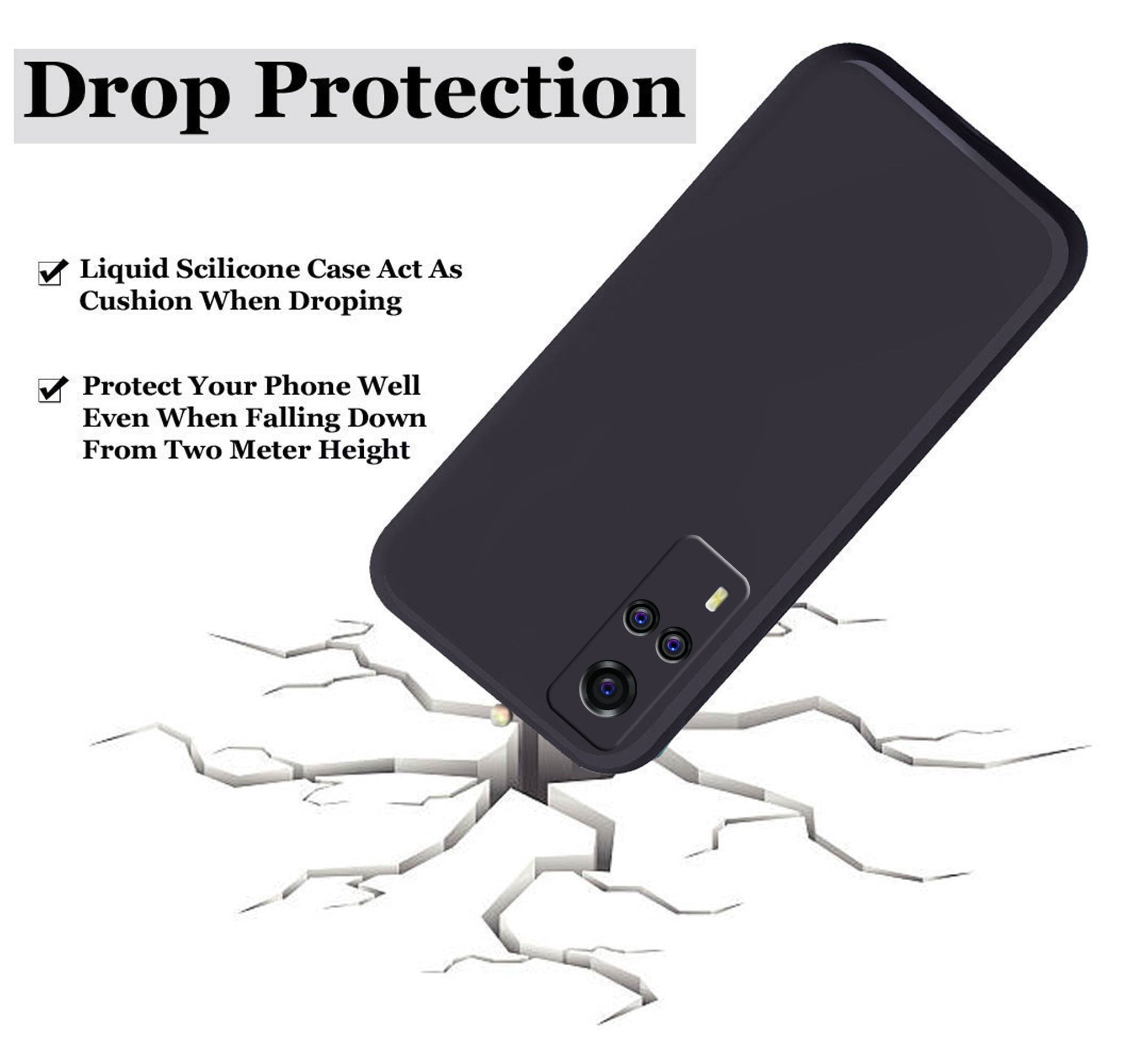 Vivo Y51 2020 / Vivo Y51A  Liquid Silicone Back Cover Case With TPU & Matte Finish - Black