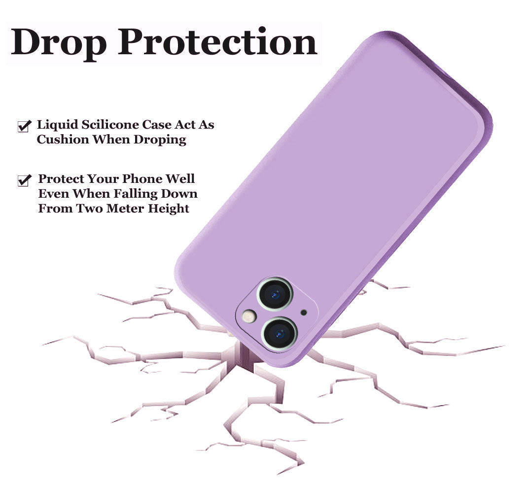 iPhone 14 Liquid Silicone Back Cover Case With TPU & Matte Finish - Purple