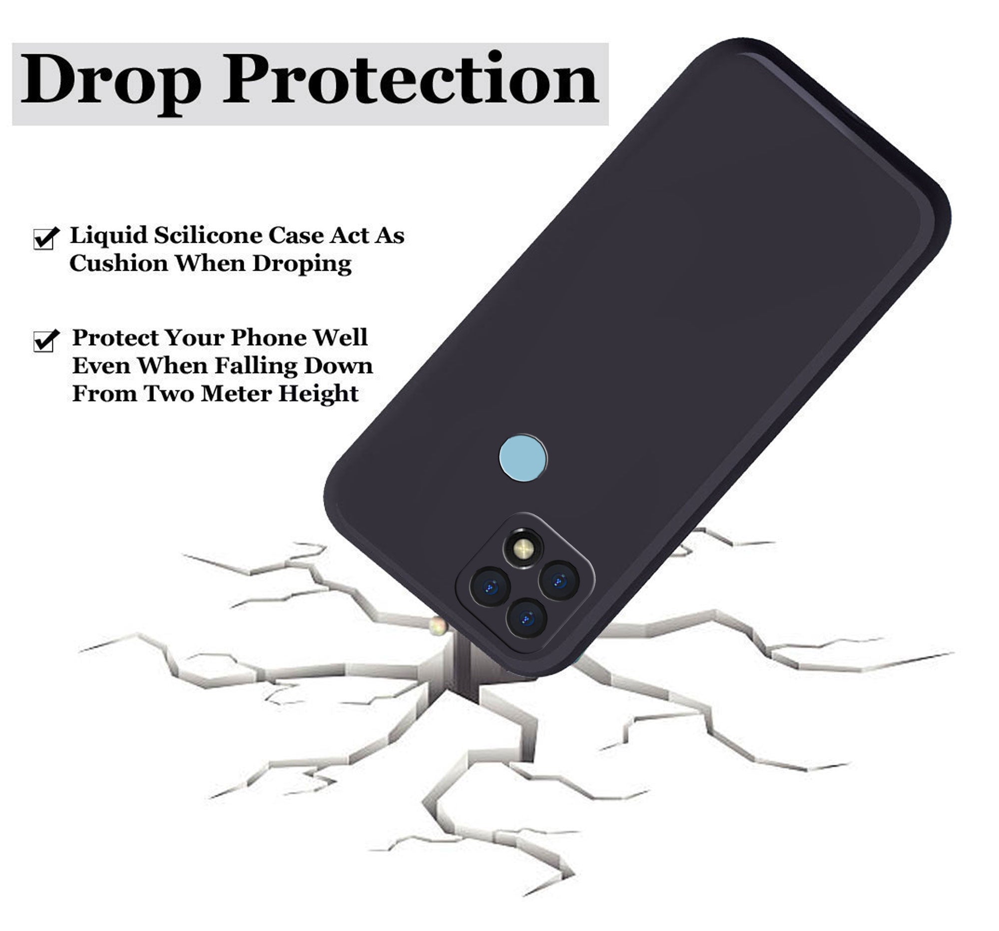 Oppo A15 / Oppo A15s Liquid Silicone Back Cover Case With TPU & Matte Finish - Black