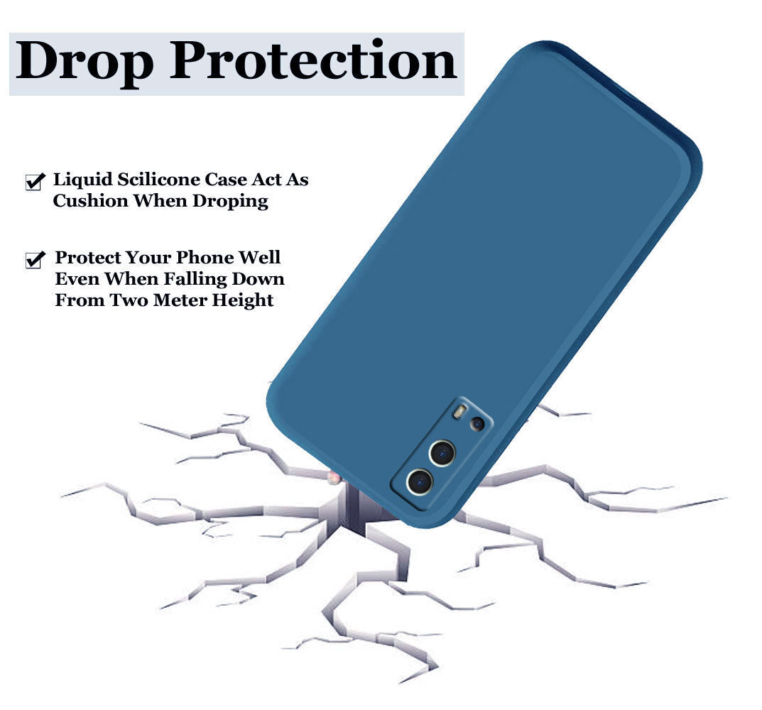 IQOO Z3 Liquid Silicone Back Cover Case With TPU & Matte Finish - Blue