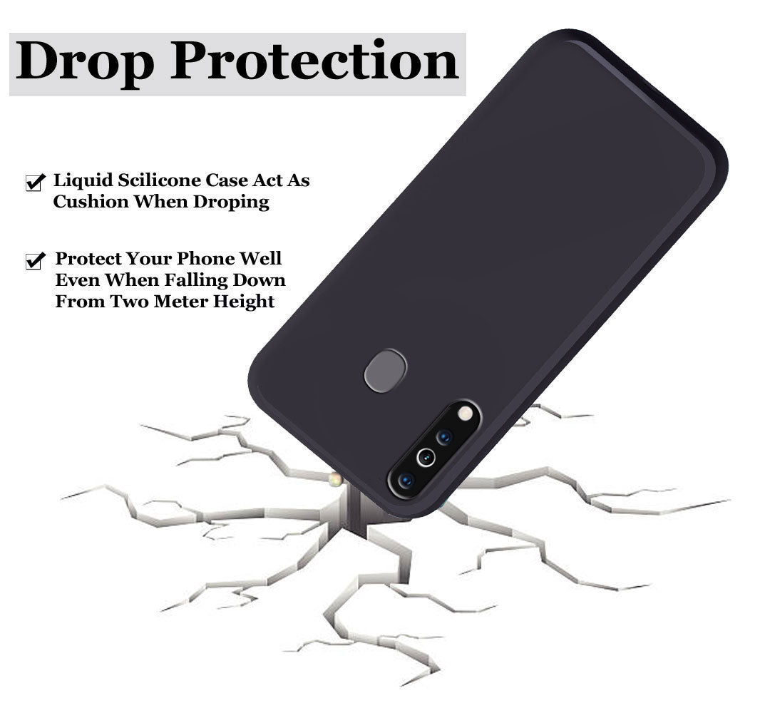 Samsung Galaxy M30 Liquid Silicone Back Cover Case With TPU & Matte Finish - Black