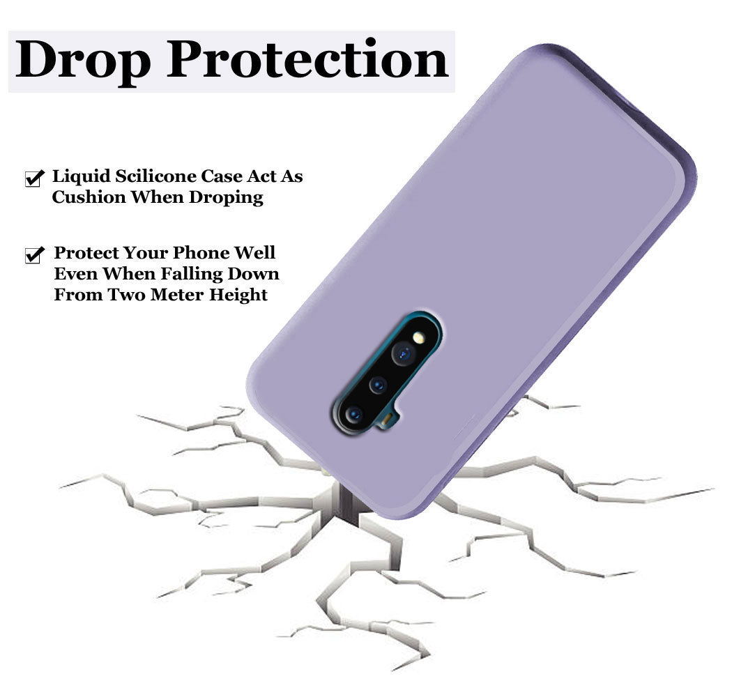 OnePlus 7T Pro Liquid Silicone Back Cover Case With TPU & Matte Finish - Purple