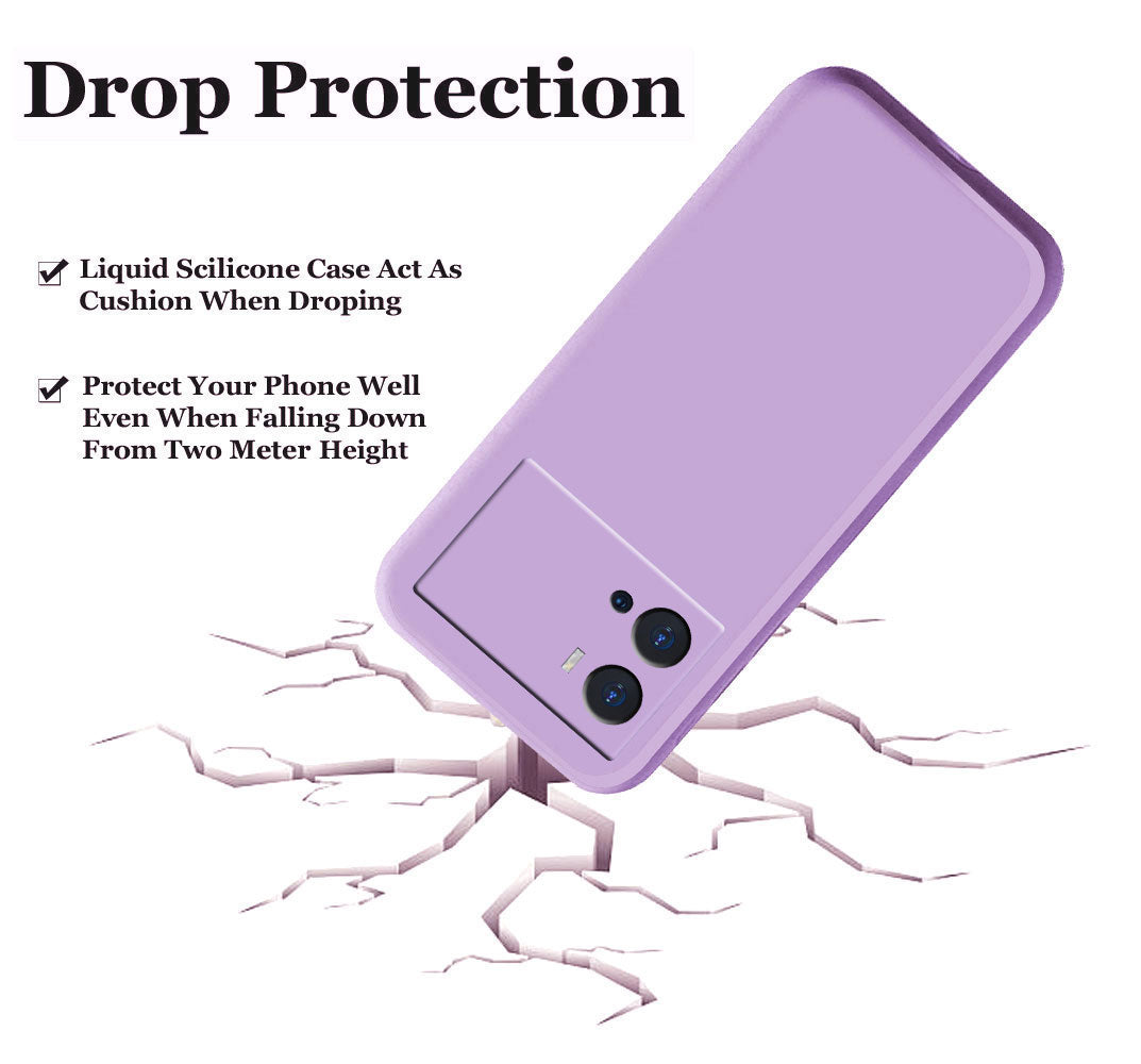 IQOO9 Pro 5G Liquid Silicone Back Cover Case With TPU & Matte Finish - Purple