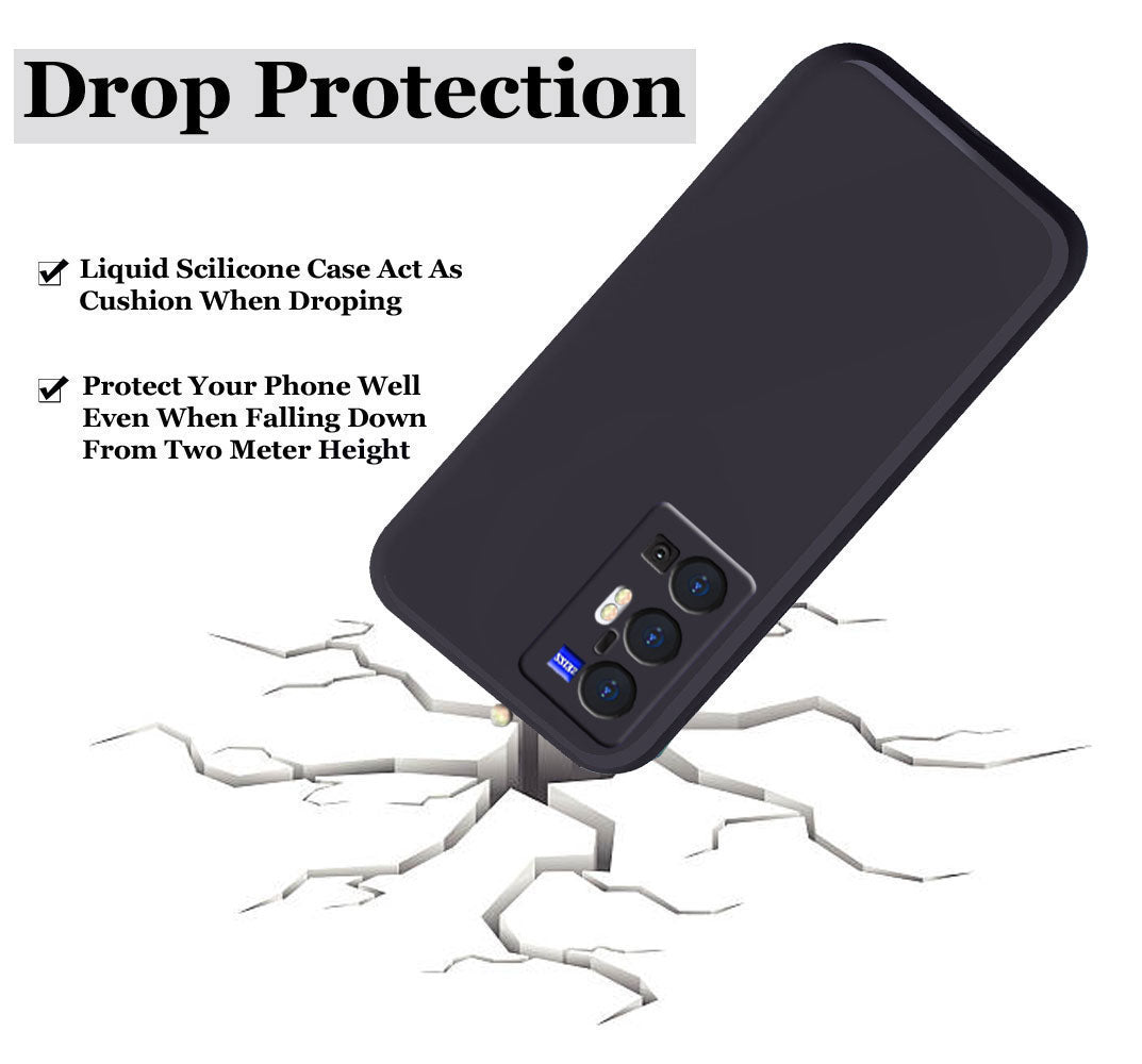 Vivo X70 Pro Plus Liquid Silicone Back Cover Case With TPU & Matte Finish - Black