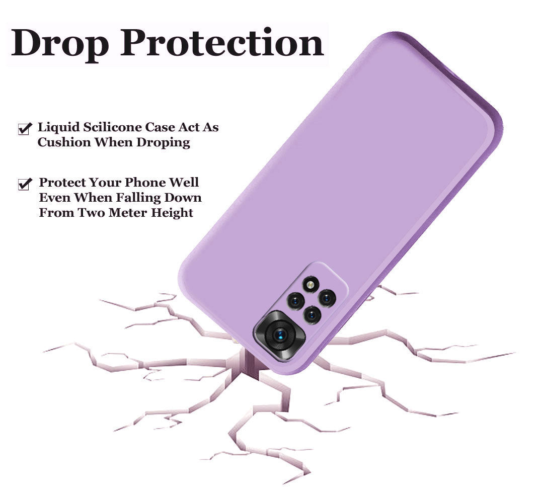 Mi Redmi Note 11 / Note 11s Liquid Silicone Back Cover Case With TPU & Matte Finish - Purple