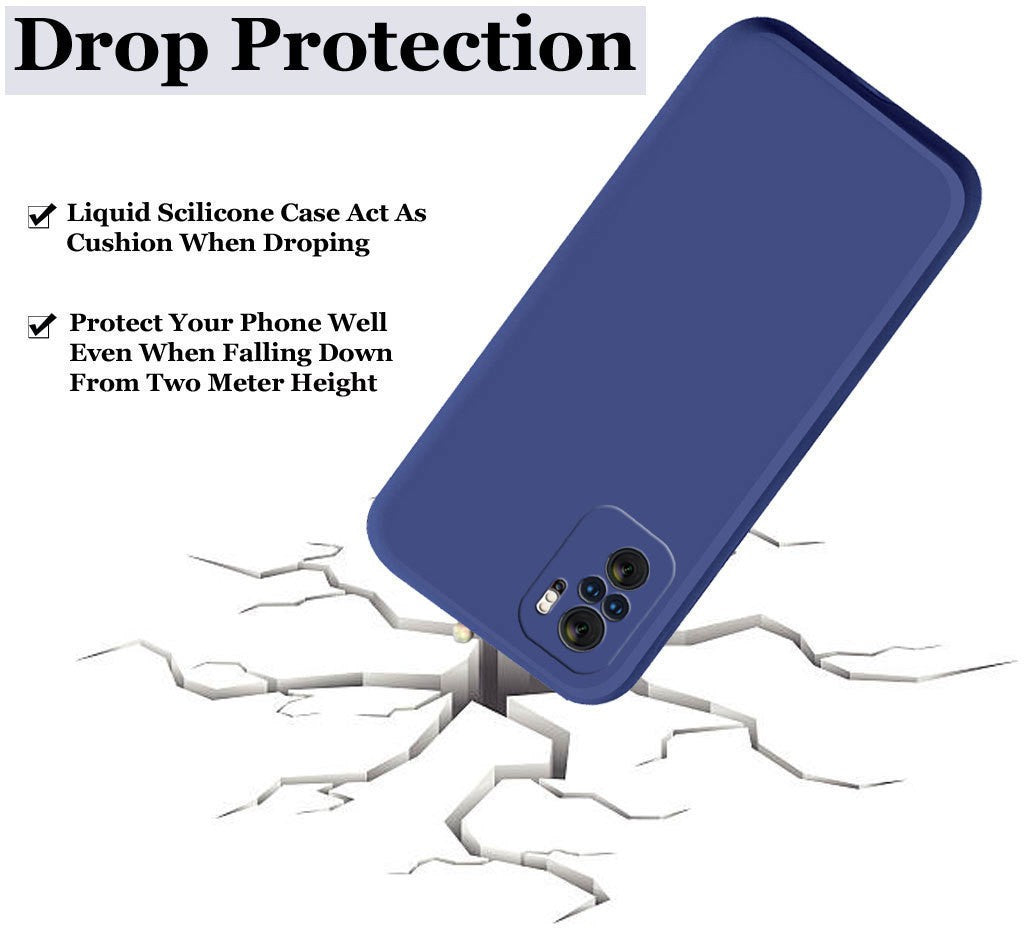 Redmi Note 10 4G / 10S Liquid Silicone Back Cover Case With TPU & Matte Finish - Blue