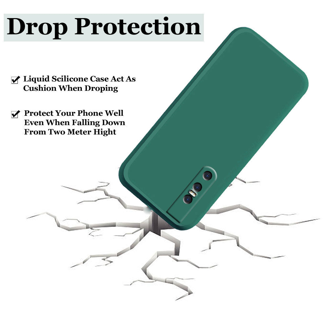 Vivo V15 Pro Liquid Silicone Back Cover Case With TPU & Matte Finish - Green