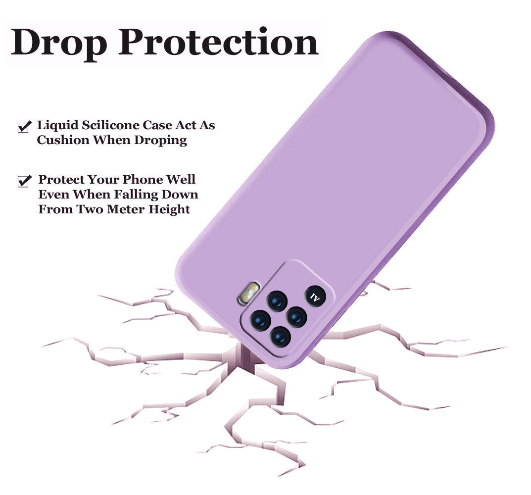 Liquid TPU Silicone Matte Back Cover Case For Oppo F19 Pro - Purple
