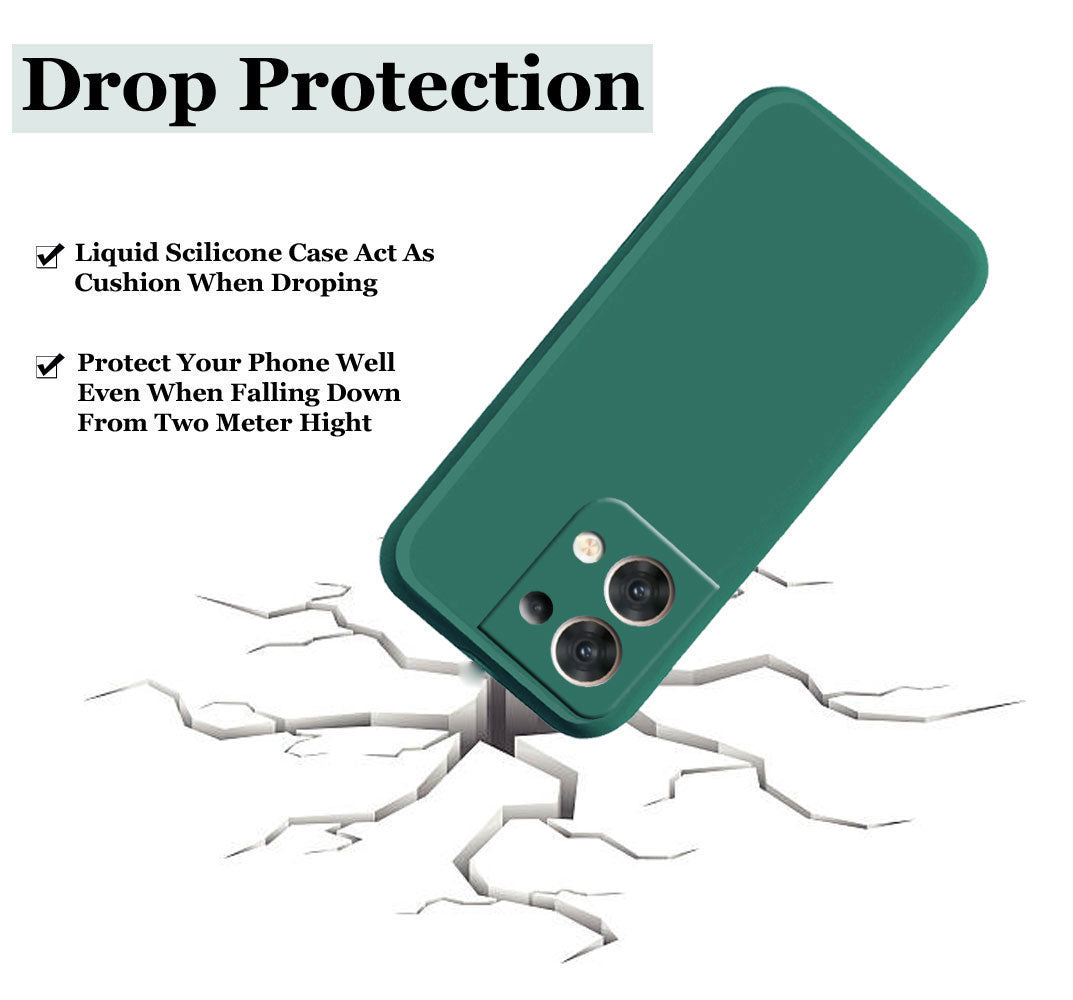 Oppo Reno 8 5G Liquid Silicone Back Cover Case With TPU & Matte Finish - Green