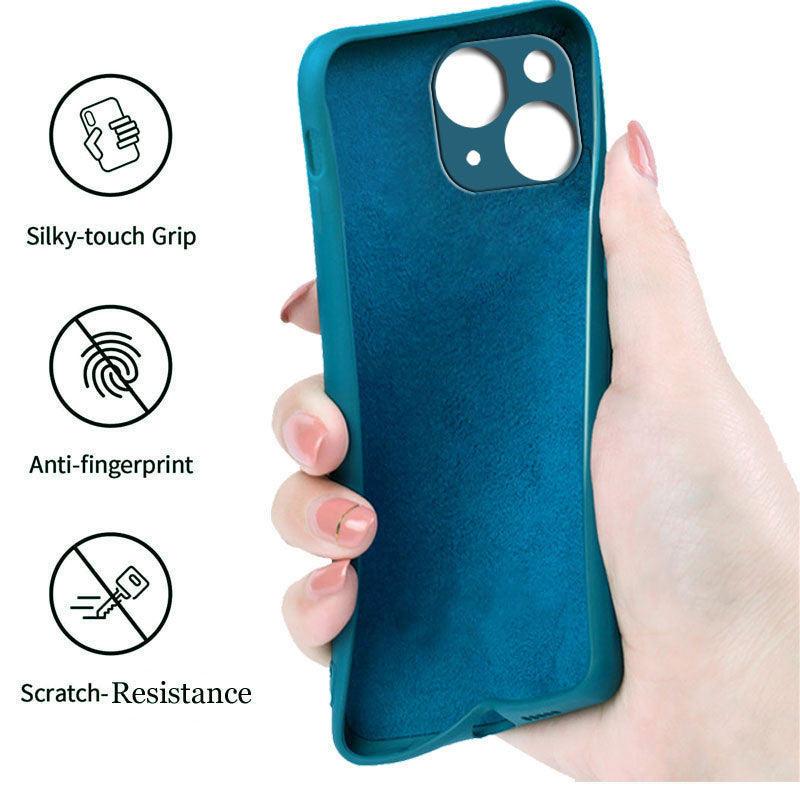 iPhone 14 Liquid Silicone Back Cover Case With TPU & Matte Finish - Blue