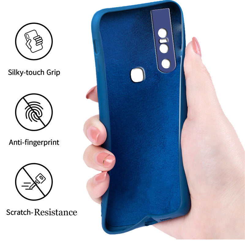 Vivo V15 Liquid Silicone Back Cover Case With TPU & Matte Finish - Blue