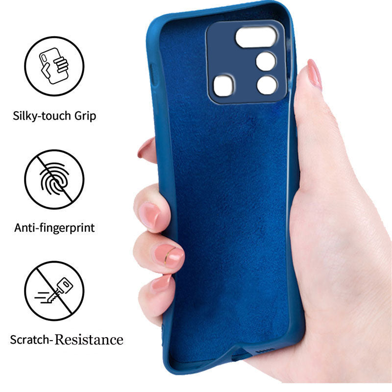 Tecno Spark Go Liquid Silicone Back Cover Case With TPU & Matte Finish - Blue