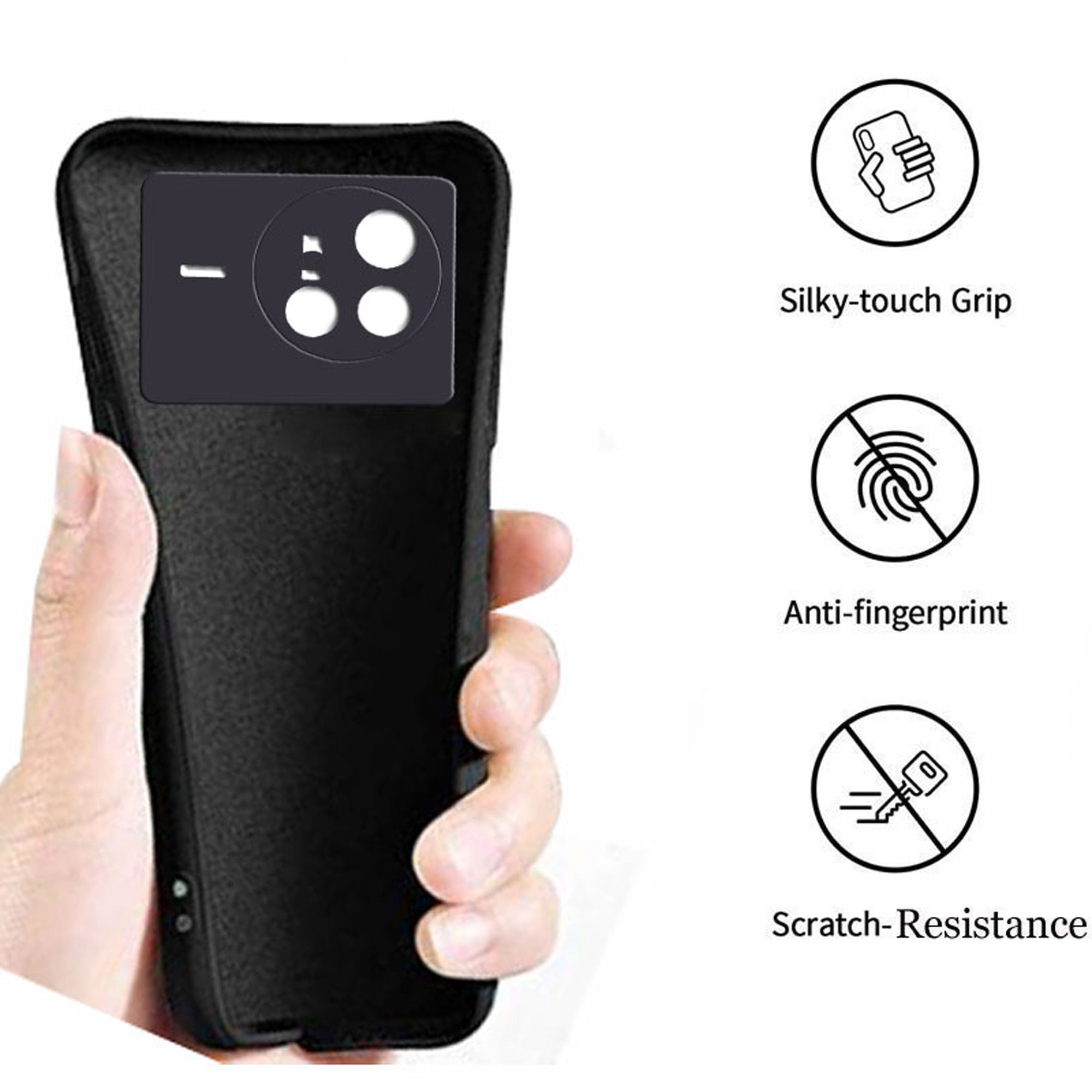 Vivo X80 Pro 5G Liquid Silicone Back Cover Case With TPU & Matte Finish - Black