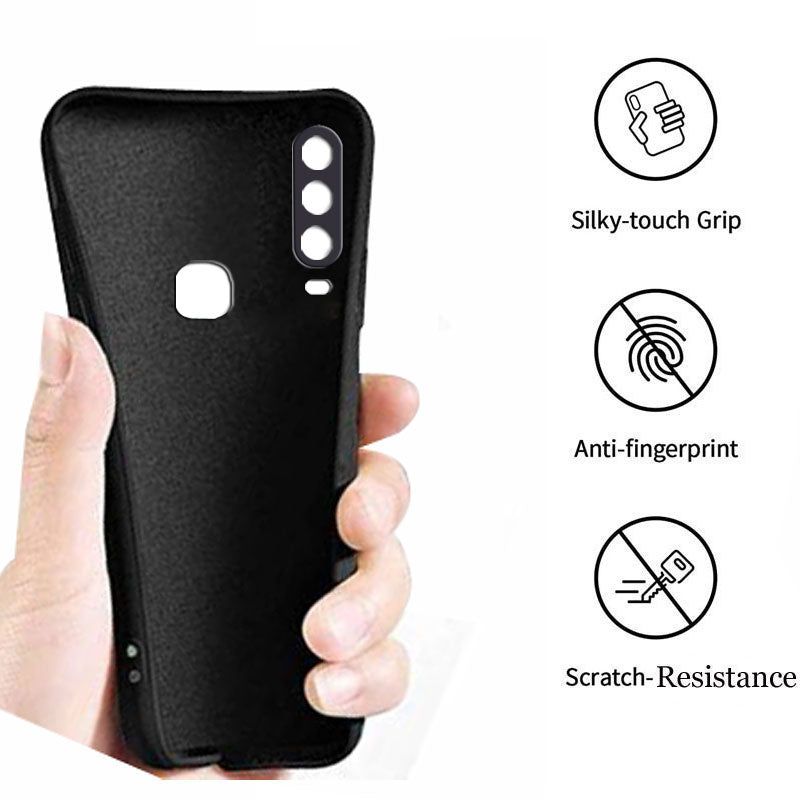 Vivo Y17 Liquid Silicone Back Cover Case With TPU & Matte Finish - Black