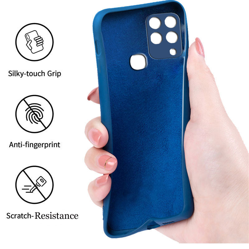 Infinix Hot 10 S Liquid Silicone Back Cover Case With TPU & Matte Finish - Blue