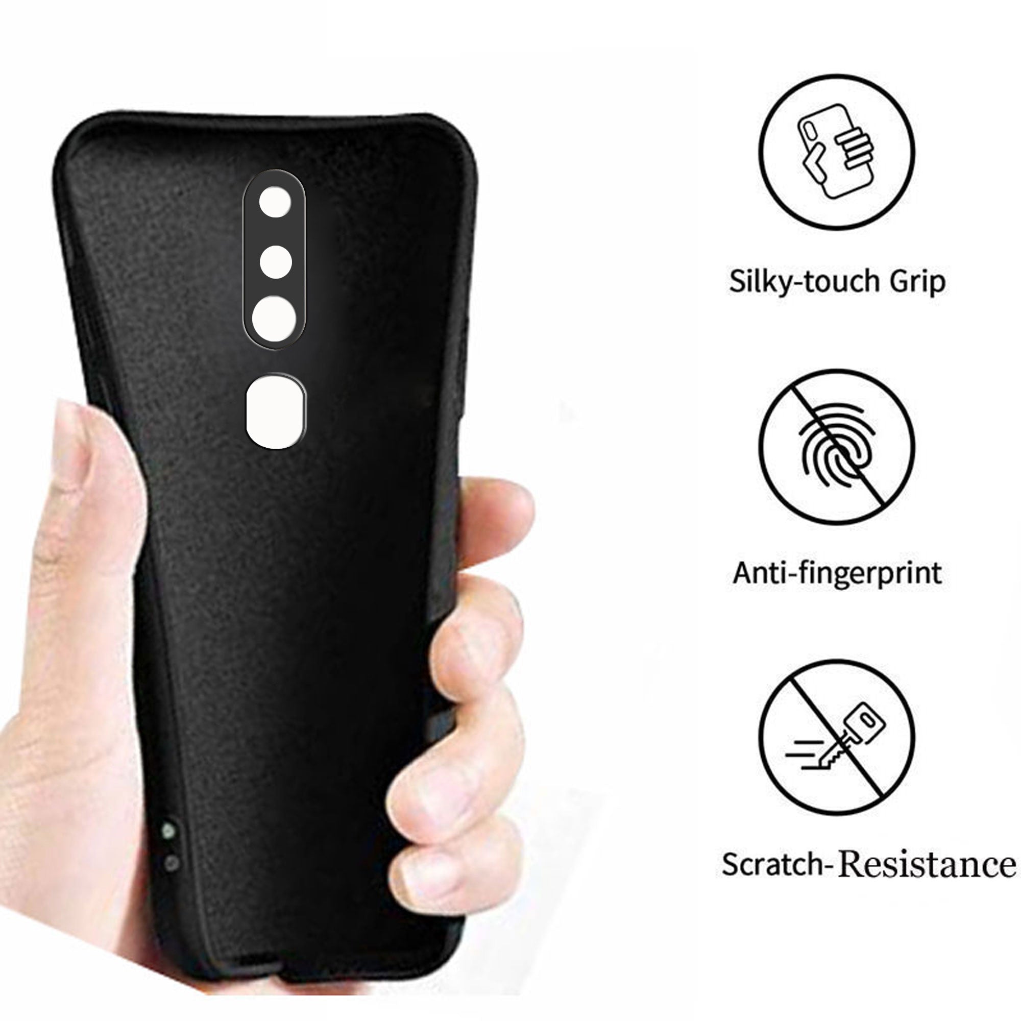 Oppo F11 Pro Liquid Silicone Back Cover Case With TPU & Matte Finish - Black