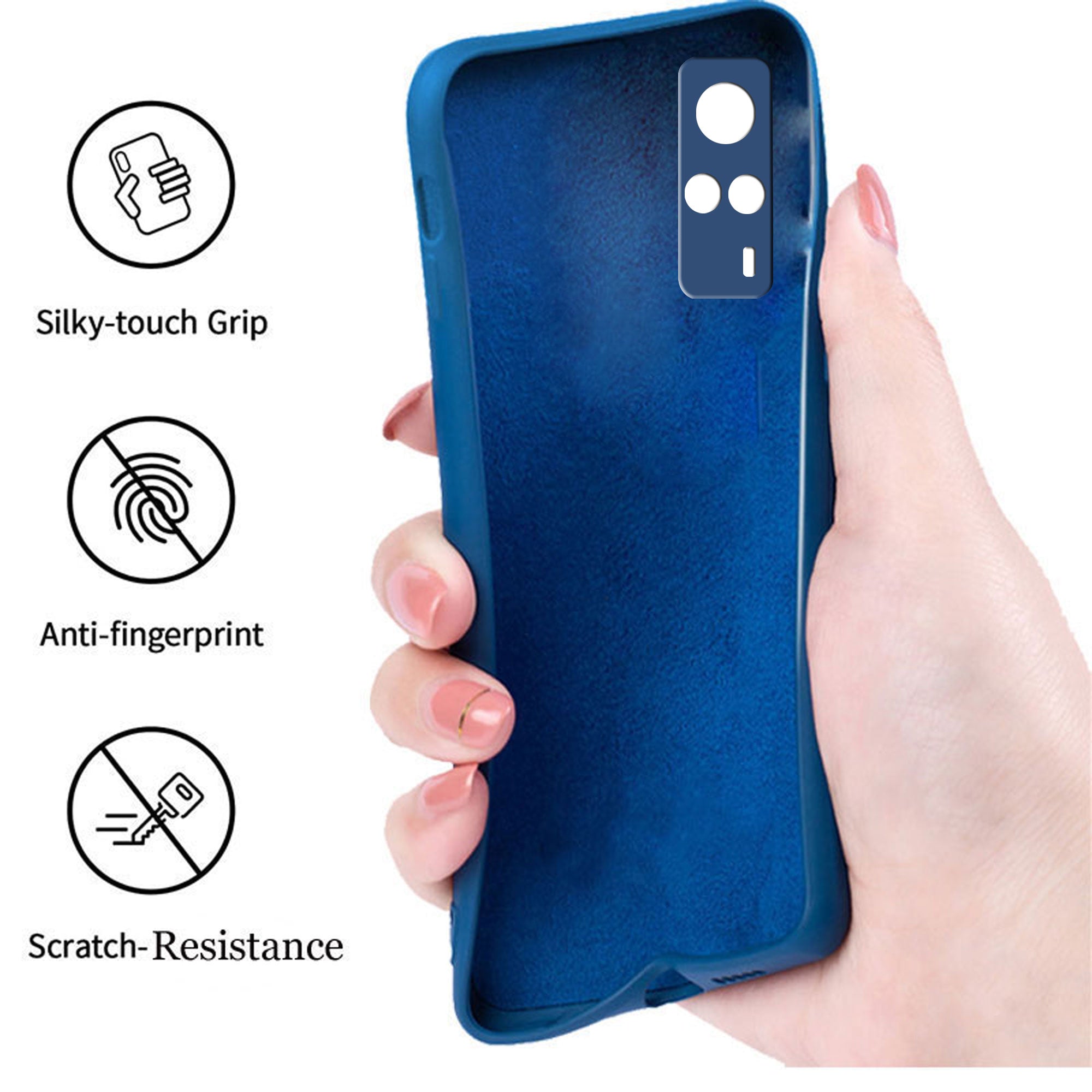 Vivo Y51 2020 / Vivo Y51A  Liquid Silicone Back Cover Case With TPU & Matte Finish - Blue