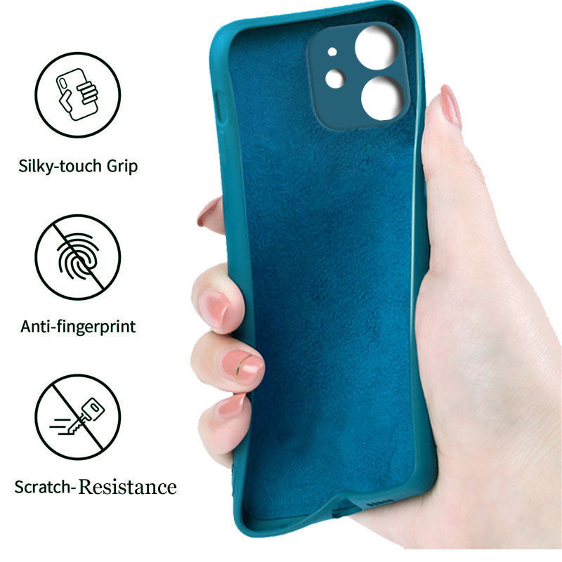 iphone 12 Mini Liquid Silicone Back Cover Case With TPU & Matte Finish -  Blue