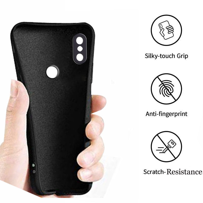Redmi Note 6 Liquid Silicone Back Cover Case With TPU & Matte Finish - Black