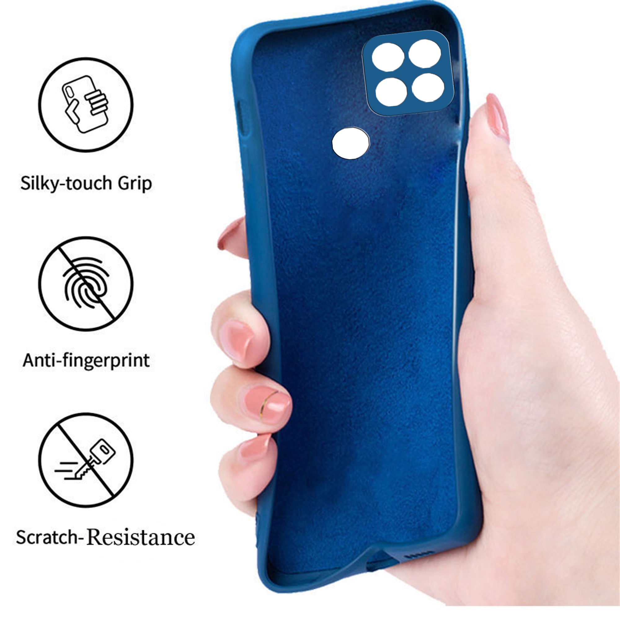 Oppo A15 / Oppo A15s Liquid Silicone Back Cover Case With TPU & Matte Finish - Blue