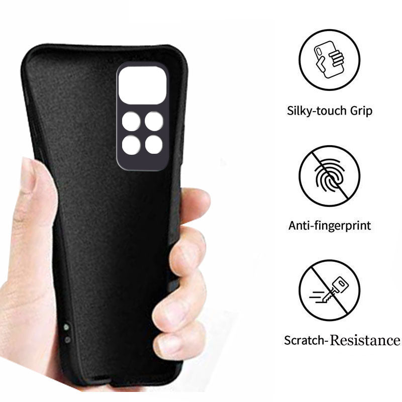 Mi Redmi Note 11 Liquid Silicone Back Cover Case With TPU & Matte Finish - Black