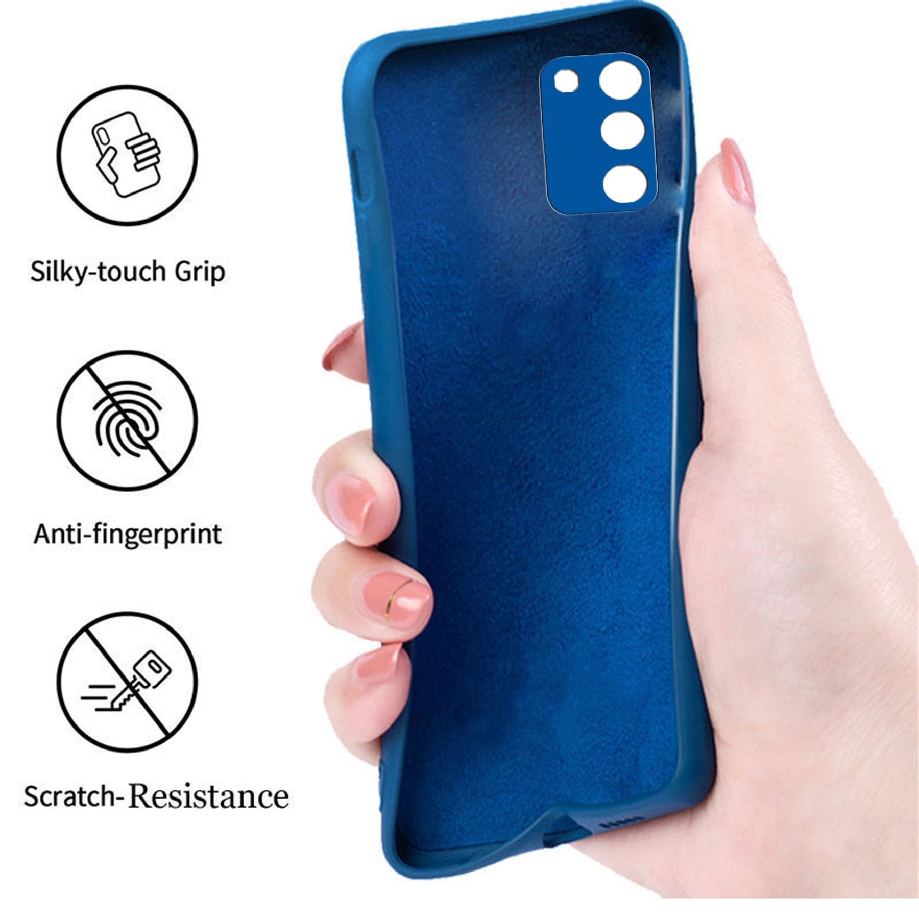 Samsung Galaxy M02s / F02s Liquid Silicone Back Cover Case With TPU & Matte Finish - Blue