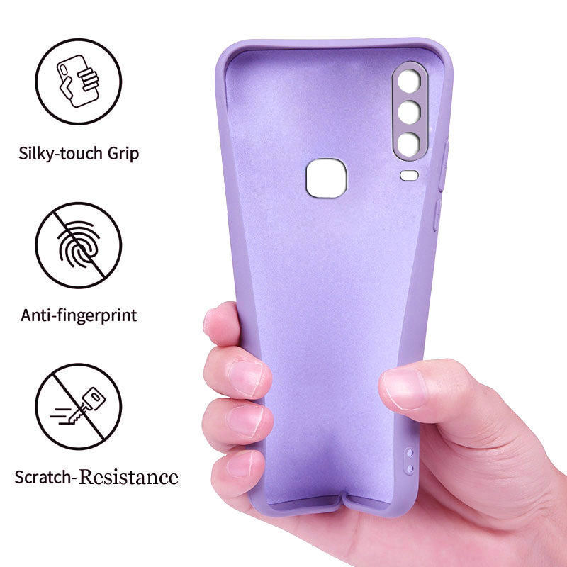 Vivo Y17 Liquid Silicone Back Cover Case With TPU & Matte Finish - Purple