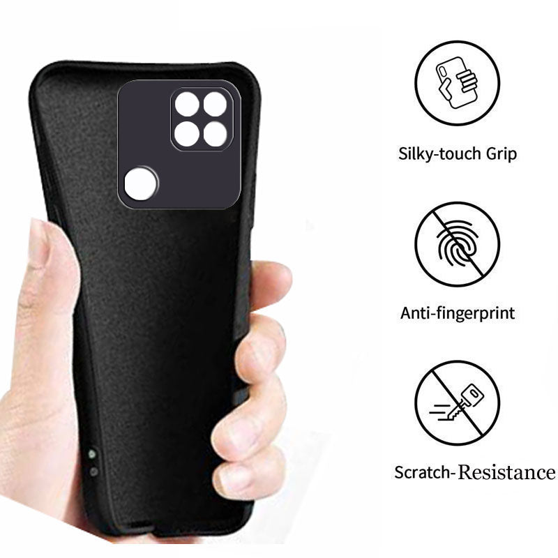Mi Redmi 10A  Liquid Silicone Back Cover Case With TPU & Matte Finish - Black
