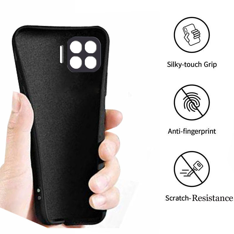 Oppo F17 Pro Liquid Silicone Back Cover Case With TPU & Matte Finish - Black