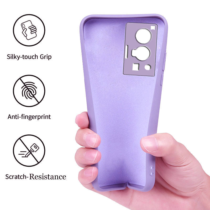 Vivo X70 Pro Liquid Silicone Back Cover Case With TPU & Matte Finish - Purple