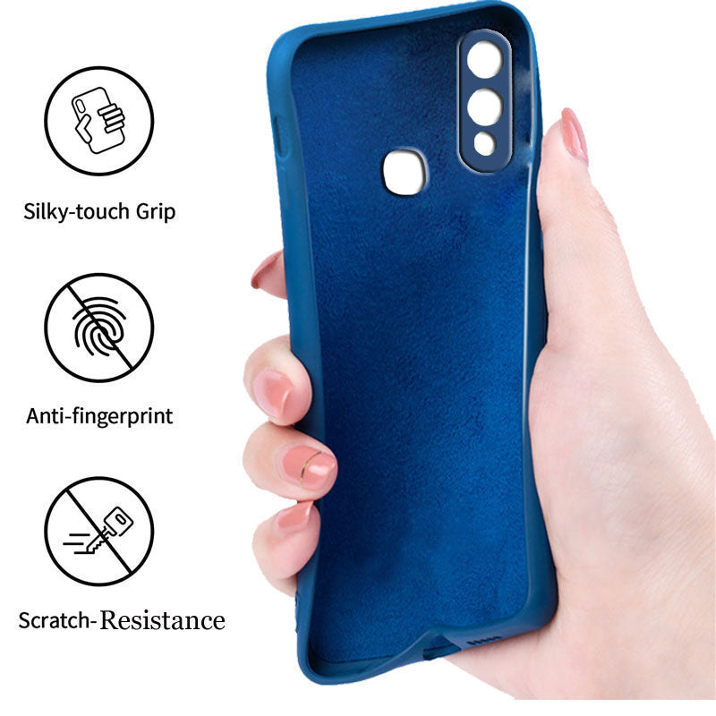 Vivo V9 Liquid Silicone Back Cover Case With TPU & Matte Finish - Blue