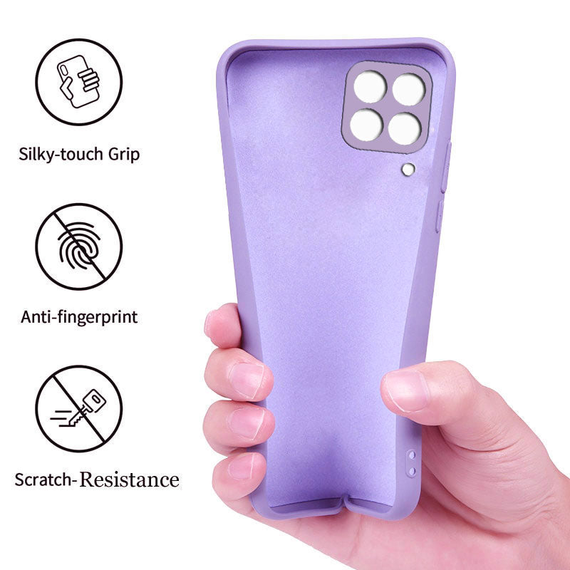 Samsung M62 Liquid Silicone Back Cover Case With TPU & Matte Finish - Purple