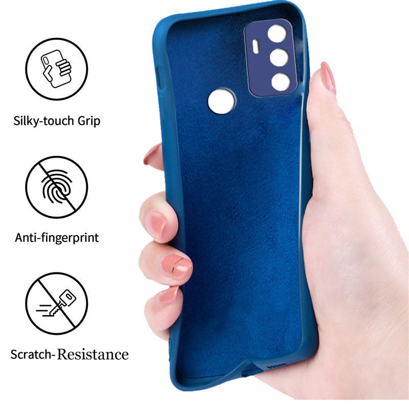 Oppo A53 Liquid Silicone Back Cover Case With TPU & Matte Finish - Blue