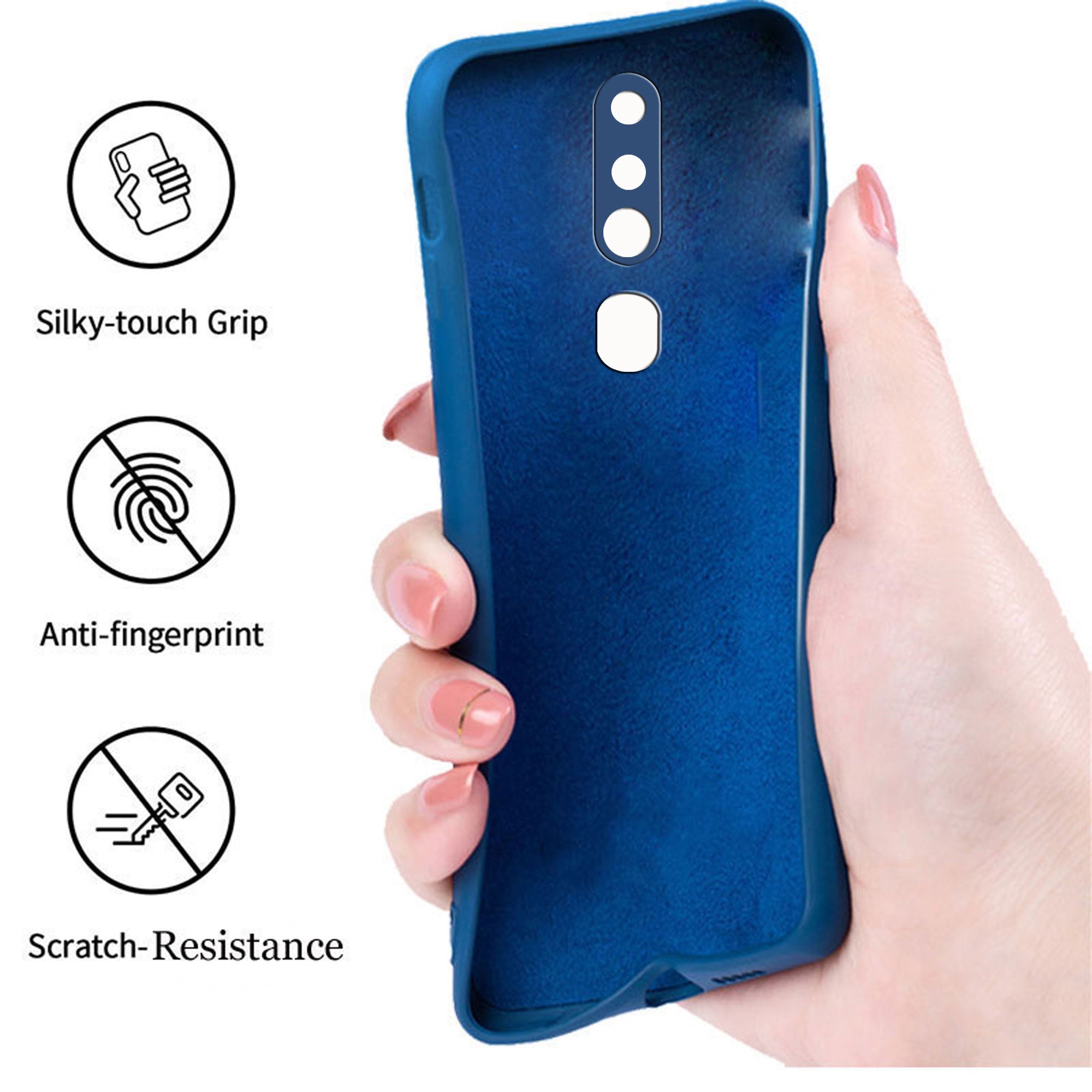 Oppo F11 Pro Liquid Silicone Back Cover Case With TPU & Matte Finish - Blue