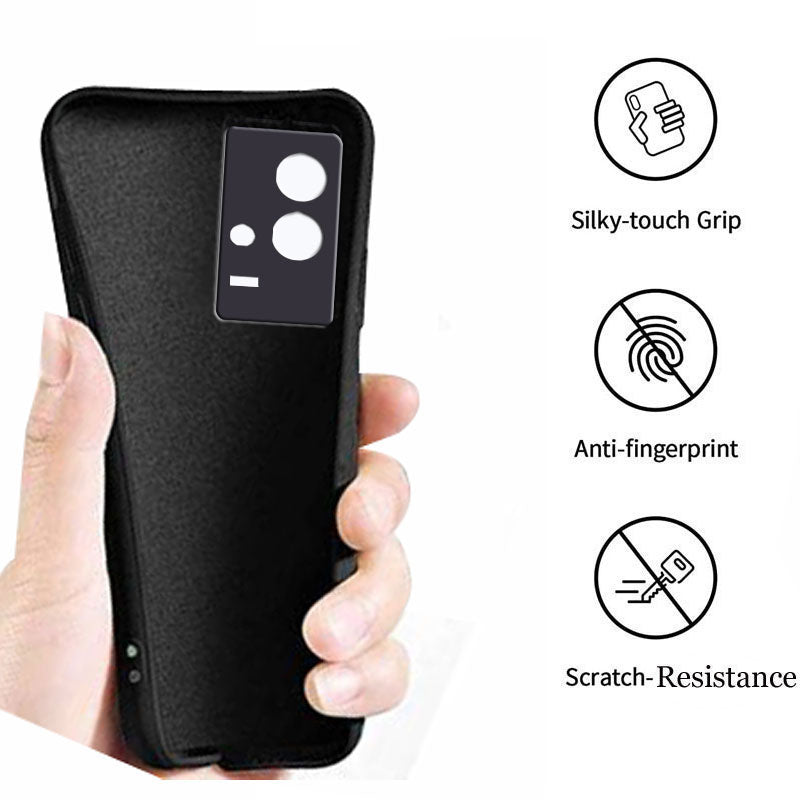 IQOO9 5G Liquid Silicone Back Cover Case With TPU & Matte Finish - Black