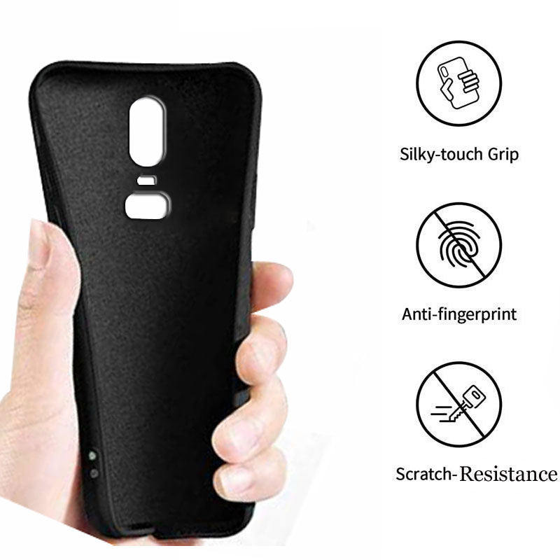 OnePlus 6 Liquid Silicone Back Cover Case With TPU & Matte Finish - Black
