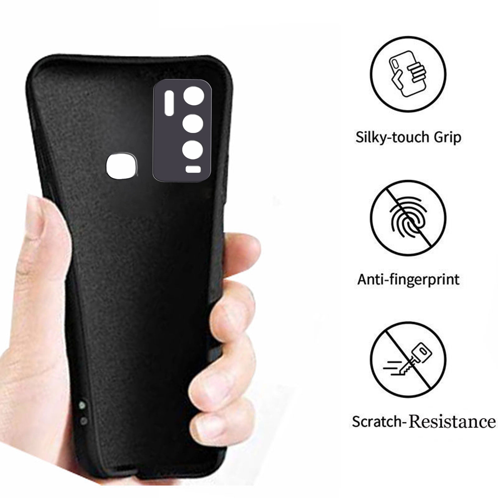 Vivo Y50 / Vivo Y30  Liquid Silicone Back Cover Case With TPU & Matte Finish - Black