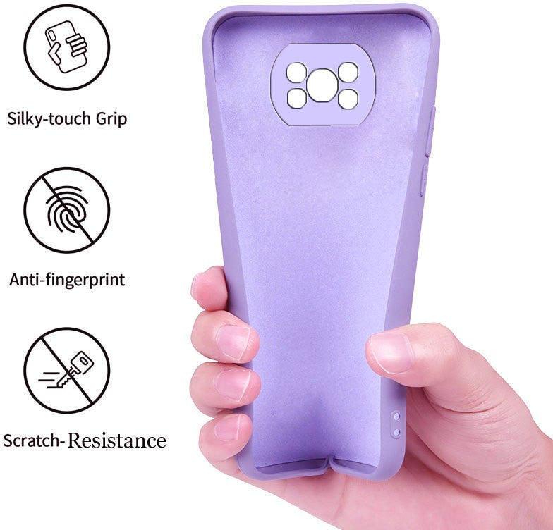 Poco X3/ Poco X3 Pro Liquid Silicone Back Cover Case With TPU & Matte Finish - Purple