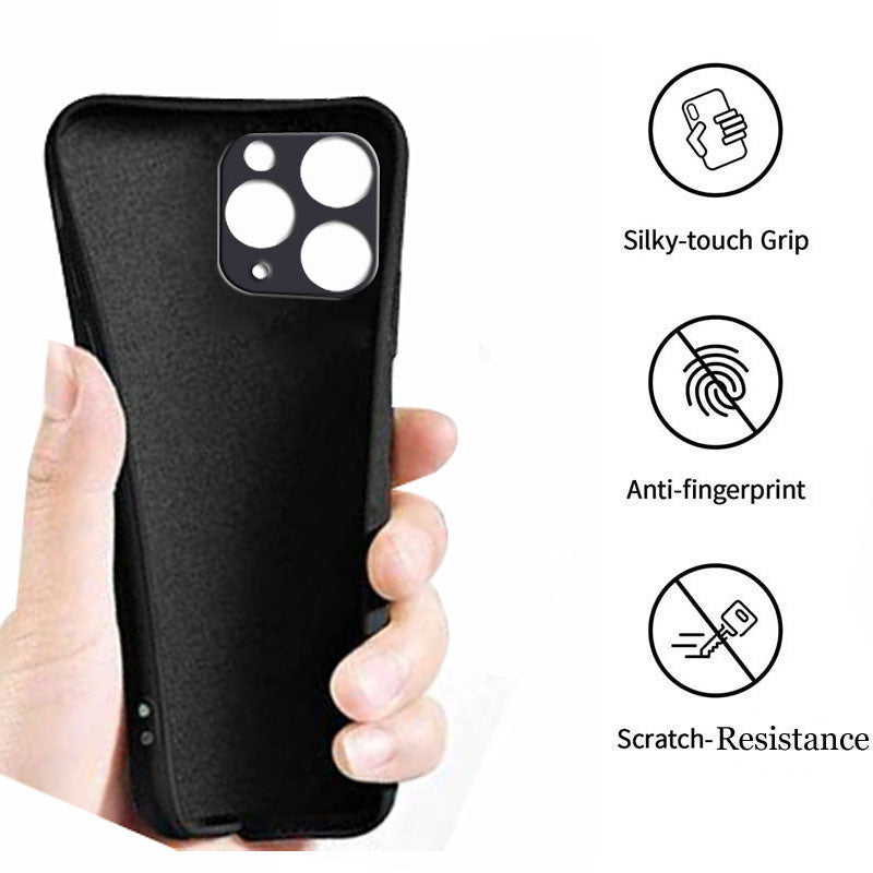 iPhone 11 Pro Liquid Silicone Back Cover Case With TPU & Matte Finish - Black