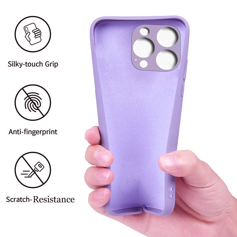 Iphone 13 Pro max Liquid Silicone Back Cover Case With TPU & Matte Finish - Purple