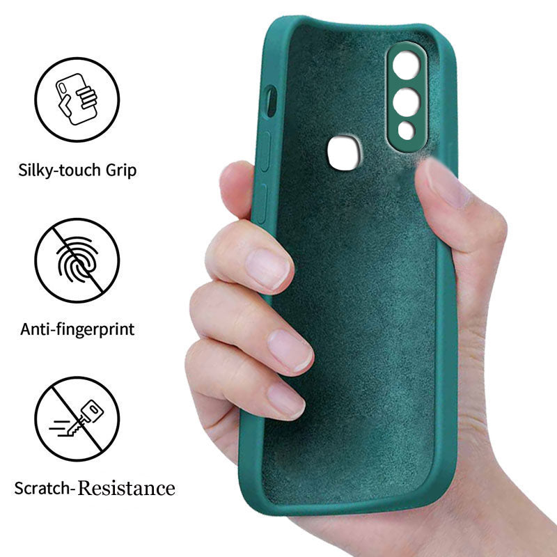 Vivo V9 Liquid Silicone Back Cover Case With TPU & Matte Finish - Green