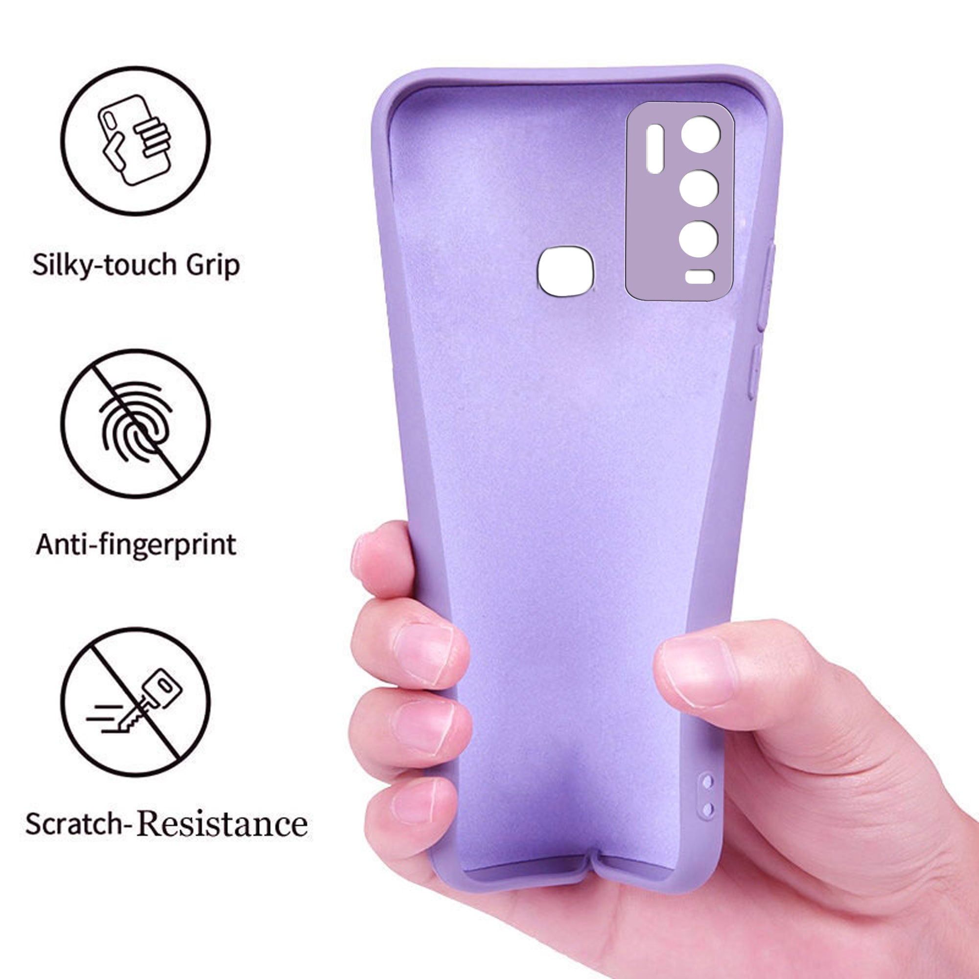 Vivo Y50 / Vivo Y30  Liquid Silicone Back Cover Case With TPU & Matte Finish - Purple